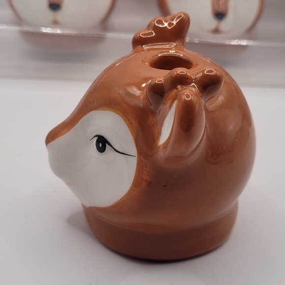 Ceramic Reindeer Taper Candle Holders Set of 4 NIB - Picture 2 of 9